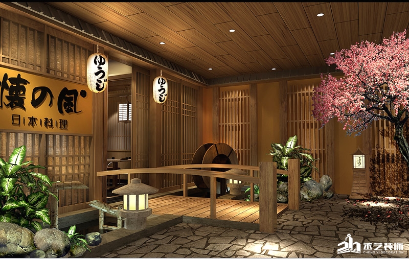 怀之风日式餐馆设计装修 门头设计效果图